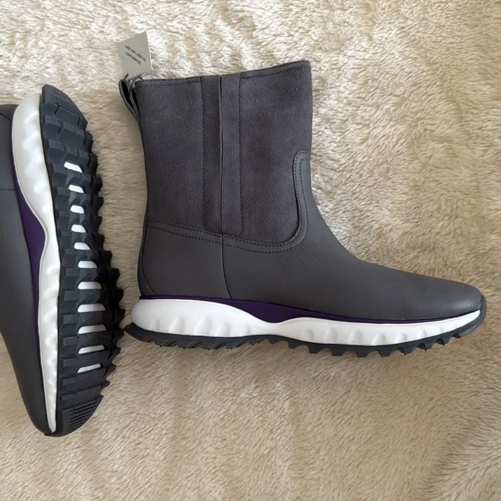 nwt Cole Haan ZERØGRAND Explore Waterproof Leather & Suede Boots in Gray size 7